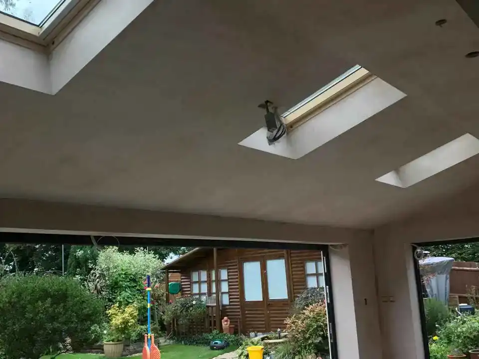 plastering around skylights in conservatory